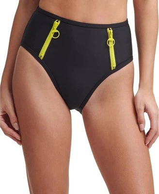DKNY Womens Double Zipper High Waist Swim Bottom Separates Black M - Image 1 of 3