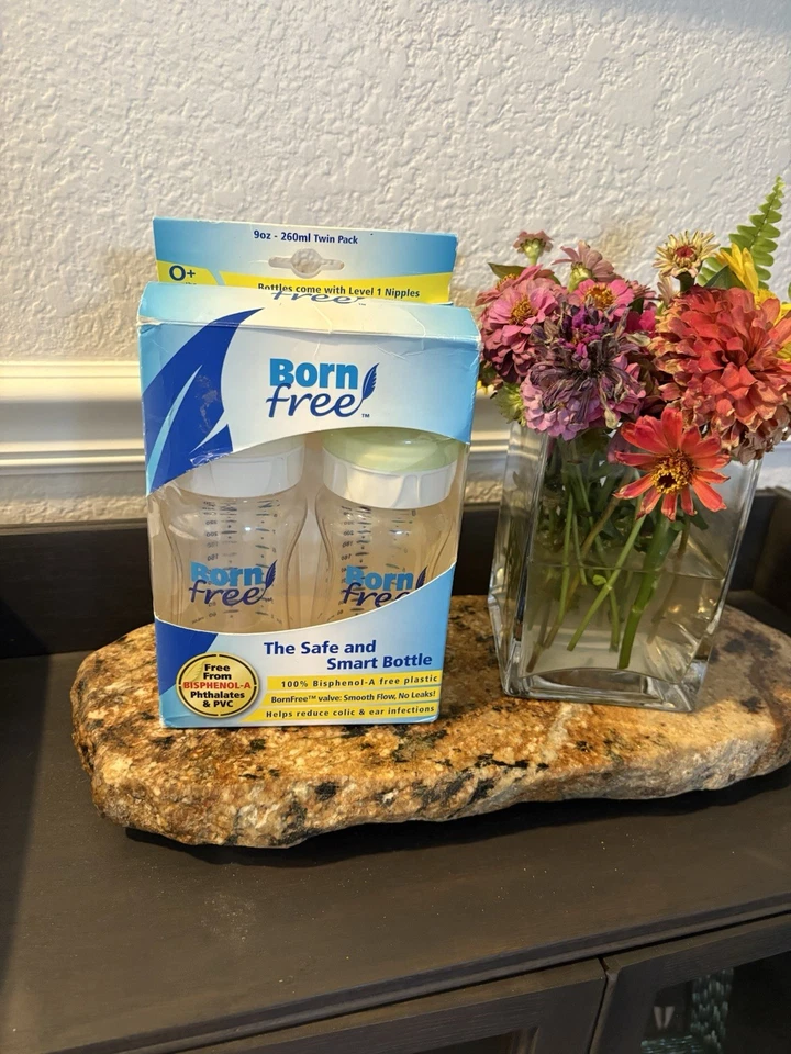 Born Free 安全智能瓶通风 9 盎司 0+ Mos。 按原样减少 Colic 2 包 — 第 1/4 张图片