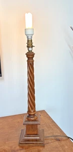 LAURA ASHLEY Vintage Wooden Oak Barley Twist Spiral Column 54cm Lamp Base - Picture 1 of 7