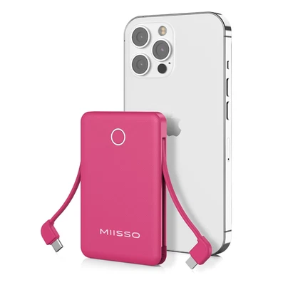 Cabos embutidos ultra finos tamanho cartão Miisso 6000mah Power Bank cabos USB C - Imagem 1 de 4