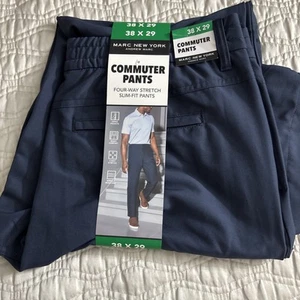 Marc New York Men’s Commuter Pant Slim Fit 4 Way Stretch 38x29 Blue NWT - Picture 1 of 5