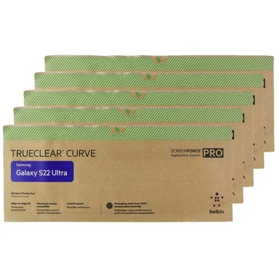 Belkin SCREENFORCE Pro TrueClear Curve for Galaxy S22 Ultra - (5-Pack) BULK PKG* - Image 1 of 3