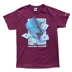 King Beats 4 Aces Graphic Tee M Alaska Salmon Ray Troll Alaska Maroon Fishing - Picture 1 of 7