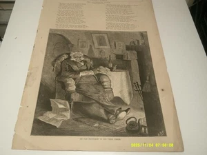 1/6/1872 ,HARPERS WEEKLY, FULL PAGE,AN OLD BATCHELOR IN HIS EASY CHAIR, - Picture 1 of 1