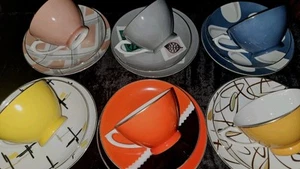 VINTAGE RETRO 1960s 6 Sets JYOTO JAPAN CUP/SAUCER/ PLATES~ 18pc. FABULOUS TRIOS - Picture 1 of 12