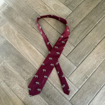 Vintage Robert Talbott Tie Mens Burgundy Classic Car Silk Blend Orbach's 80s - Image 1 of 4