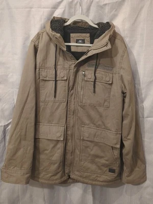 Parka O'NEILL Edgewater para Hombres XL Lona Cremallera Completa Forrada de Vellón Militar Campo Beige Foto 1 de 4