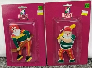New Vintage Rare Holiday Time Santa Fabric Plush Christmas Tree Ornaments Sports - Picture 1 of 9