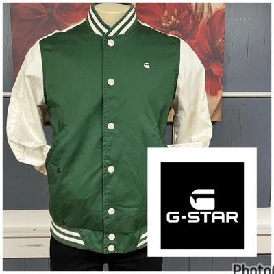 G-Star Raw Rackam Sports Bomber Jacket Varsity Mens Sz Large Slim Fit Lined Snap - Image 1 of 4