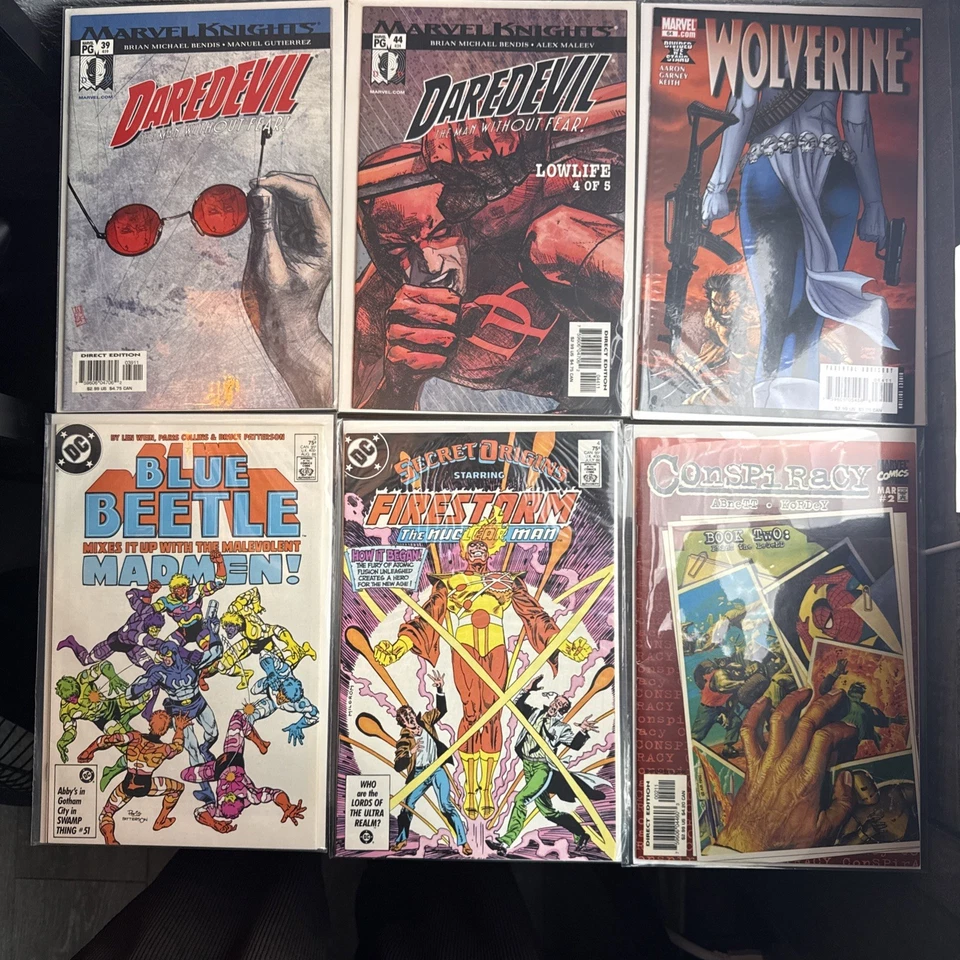 Lote de libros de cómics de Marvel y DC - Daredevil, Wolverine, Blue Beetle, Firestorm Foto 1 de 4