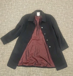 Anne Klein Mantel Damen Größe 6P Schwarz Wolle Midcoat Karriere Kleid Overcoat - Bild 1 von 8