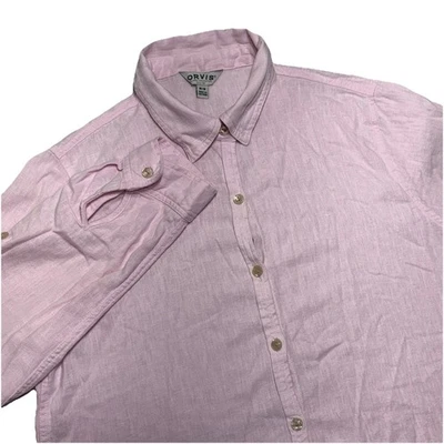 Блузка женская Orvis льняная смесь M светло-розовая на пуговицах рулон вкладка рубашка пляжный топ - Изображение 1 из 4