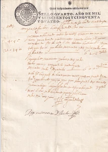 Spain 1654 (Felipe IV) document stamped paper Settlement of slaughterhouse (183) - Picture 1 of 2