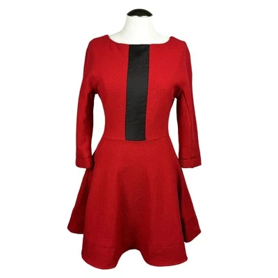 Women's Marc by Marc Jacobs Red Blythe Wool Silk Fit & Flare Skater Dress Medium - Image 1 of 4