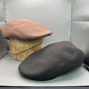 2 Angela & William Duckbill Newsboy Caps L/XL Hats Cotton Light & Dark Brown - Picture 1 of 8