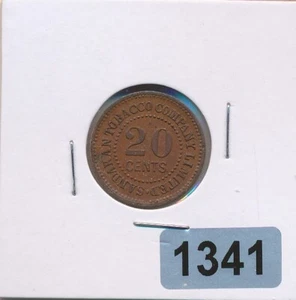 BRITISH NORTH BORNEO. Sandakan Tobacco CO.  Copper 20 Cents Token - RARE - #1341 - Picture 1 of 2