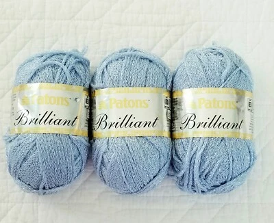 Patons Brilliant Blue Shimmer Metallic Yarn 166 Yds/1.75 OZ Each Lot Of 3 - Image 1 of 4