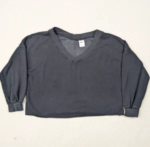 Nike Yoga Luxe Fleece V-neck Cropped Sweatshirt Black Size XS - Picture 1 of 15