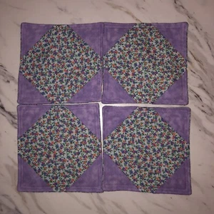 Handgefertigte Tasse Teppiche-blau fliral $ Batik Lavendel Stil Baumwollstoff/4er Set/FS - Bild 1 von 2