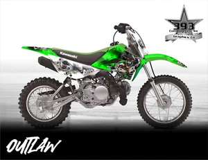 KLX110 Kawasaki Skull Outlaw Graphics Kit 2010-2024 KLX 110 Racing decal sticker - Picture 1 of 4