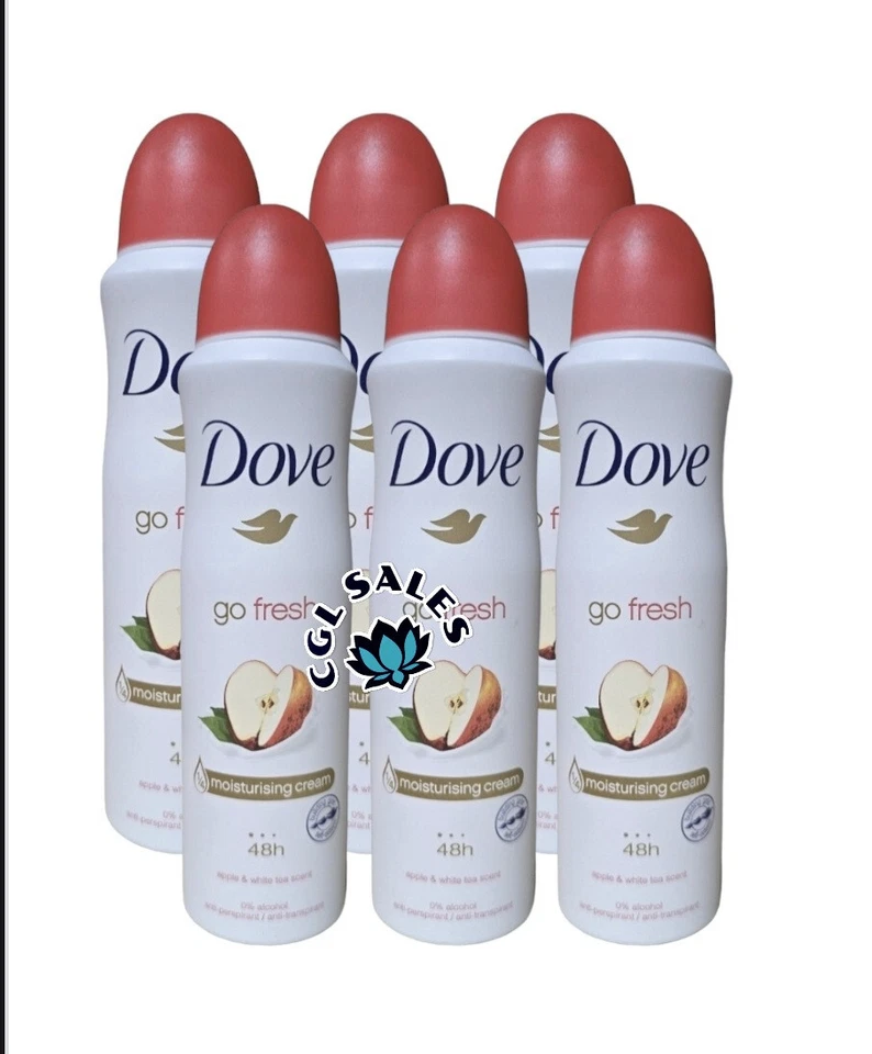 6pk Dove Spray Apple White Tea Anti-Perspirant Spray Deodorant 150ml/5.07oz - Image 1 of 1