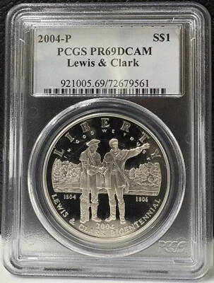 2004-P Lewis & Clark $1 Commemorative Dollar PCGS PF69 DCAM - Image 1 of 2