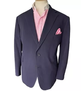 Bespoke Barrington & Ayre Seersucker Blazer Jacket 48S Navy Harrisons RRP £745 - Picture 1 of 13