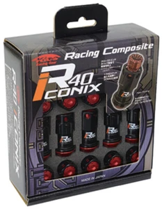 Project Kics 16+4 Locks Black R40 Iconix w/ Plastic Cap (Red) - 14x1.50 - Picture 1 of 1