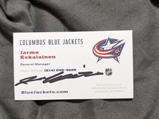 Jarmo Kekalainen Autograph business card Columbus Blue Jackets 