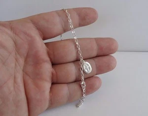 ROSARY ANKLET 925 STERLING SILVER W/ ROSARY CHARM/ LOBSTER LOCK / 10'' - Picture 1 of 7