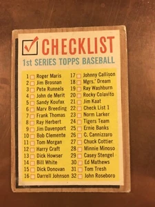 First Series checklist, 1962 topps #22 soft corners, centered, unmarked ex - Picture 1 of 4