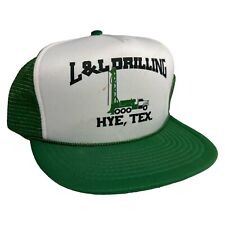 Vintage L&L Drilling Hye Texas Snapback Mesh Trucker Hat Cap Green & White Color