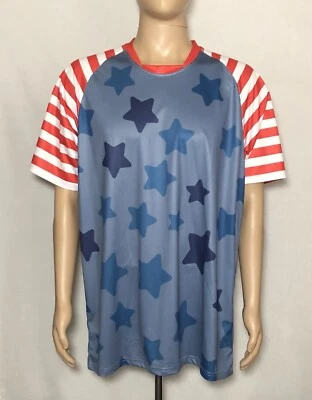 Camiseta manga corta para hombre USA 100 % poliéster rojo blanco azul 3XL Foto 1 de 4