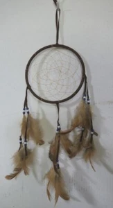 Atrapasueños indio nativo americano envuelto con cuentas plumas 20" H - Imagen 1 de 9