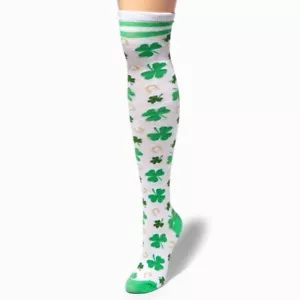 Knee High Shamrock Socks Green White Gold Claires Lucky Charms St Patricks Day - Picture 1 of 11