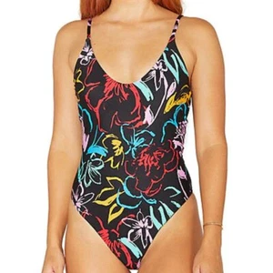 Hurley Painterly Print Wendbarer einteiliger Badeanzug schwarz mehrfarbig XS S NEU MIT ETIKETT - Bild 1 von 4