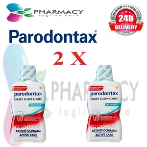 2X PARODONTAX Daily Gum Care Fresh Mint Mouthwash Alcohol Free 2X 500ml - Picture 1 of 2