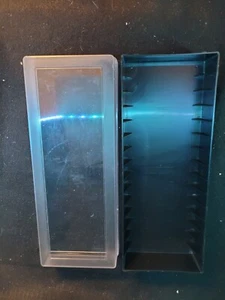 Lg Black Base W Clear Top 15 Slot Cassette Tape Storage Case-RARE VINTAGE - Picture 1 of 3