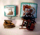 Lot Of 2 Vintage Pencil Sharpener Die Cast Miniature - Spinning Wheel Steam Iron
