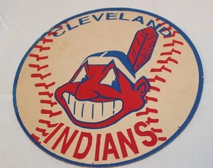 VTG Cleveland Indians Chief Wahoo Cardboard Sign Ad 9.5" - Imagen 1 de 3