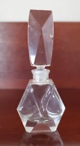 Vintage Beveled Clear Glass Perfume Bottle With Stopper