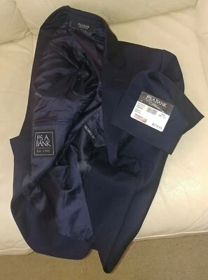JOS A BANK  EXECUTIVE MEN'S NAVY BLUE WOOL TAILORED FIT JACKET SIZE 40R NWT $279 - Image 1 of 4