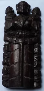 ANTIQUE 19TH CENTURY INDIAN CARVED WOODEN RELIGIOUS SCUPLTURE - Picture 1 of 8