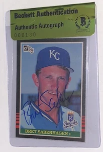 Tarjeta de novato Bret Saberhagen 1985 firmada donruss realeza béisbol beckett certificado de autenticidad - Imagen 1 de 12
