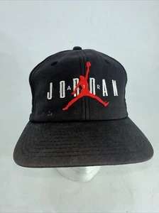 OG 1990s Vintage Nike Air Jordan Black Hat Zip Back Cap 23 RARE PREWORN - Picture 1 of 13