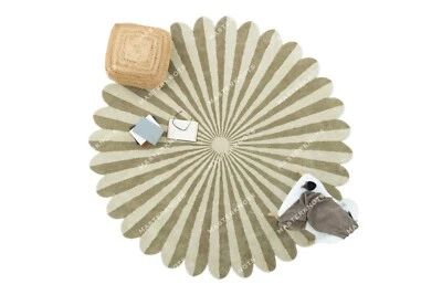 Indio Limestone Lana Alfombras 1.5x1.5m a Rayas Bohemio Alfombra Mechón a Mano - Imagen 1 de 4