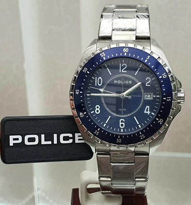 Nuevo Reloj Genuino POLICÍA Diseñador Para Hombre Esfera AZUL, Fecha Precio de venta sugerido por el fabricante £ 250 en caja (A9 Foto 1 de 4