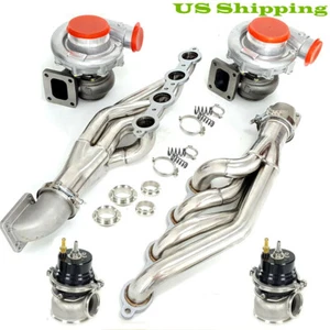T4 AR.80/.81 Oil Turbos+Manifold+Elbow Adapter+Wastegate FOR 4.8,5.3,5.7,6.0,6.2 - Picture 1 of 5