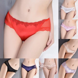Women Lace Panties Lingerie Silk Satin Underwear Knickers Briefs Plus Size · - Picture 1 of 20