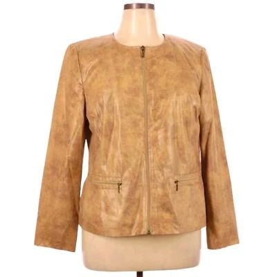 JM COLLECTION LONG SLEEVES GOLD METALLIC JACKET SIZE 16 ZIPPER CLOSURE POCKETS Foto 1 de 4